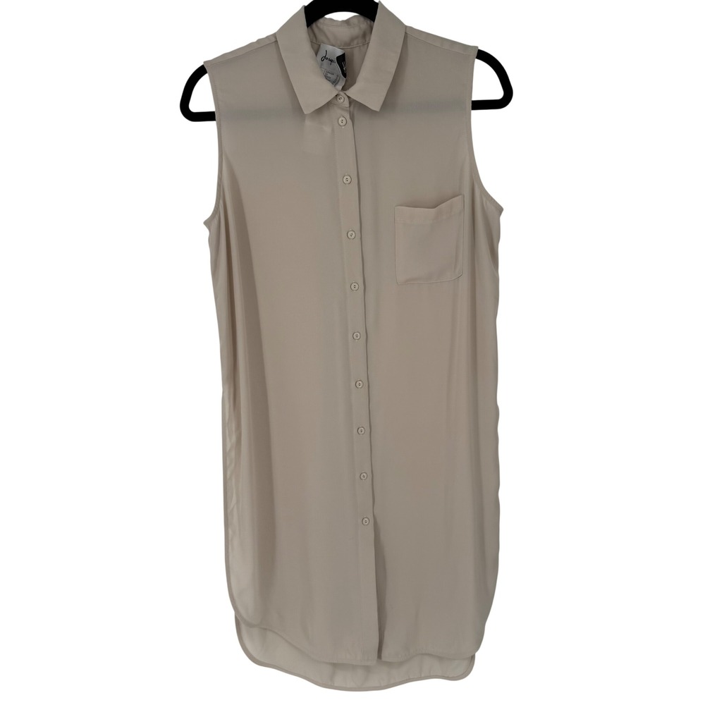 Joseph Ribkoff Tunic‎ Top Women 10 Beige Sleeveless Button Down 172291